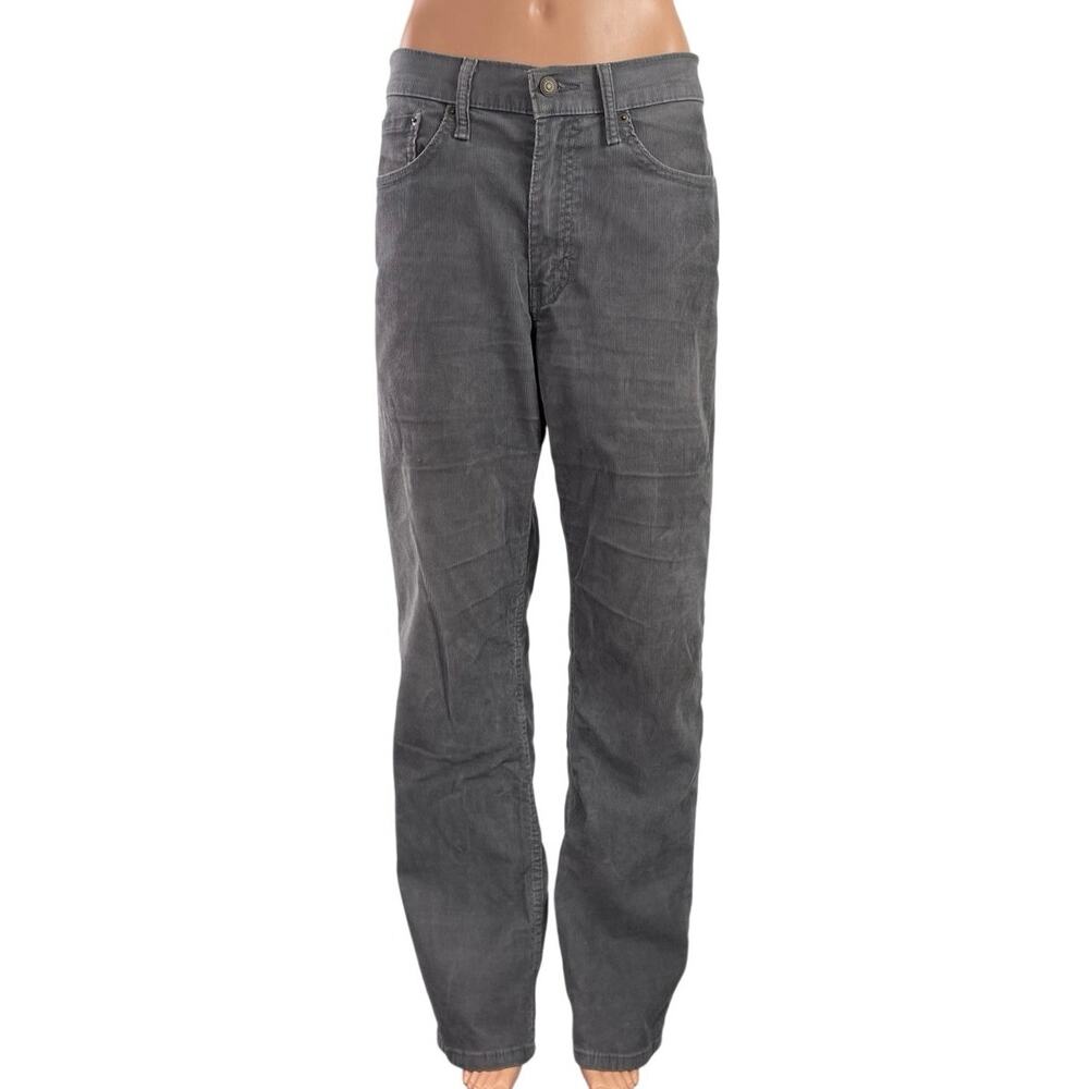 Levi's 514 Womens Gray Corduroy High Rise Straight Leg Denim Jeans Pants Size 34
